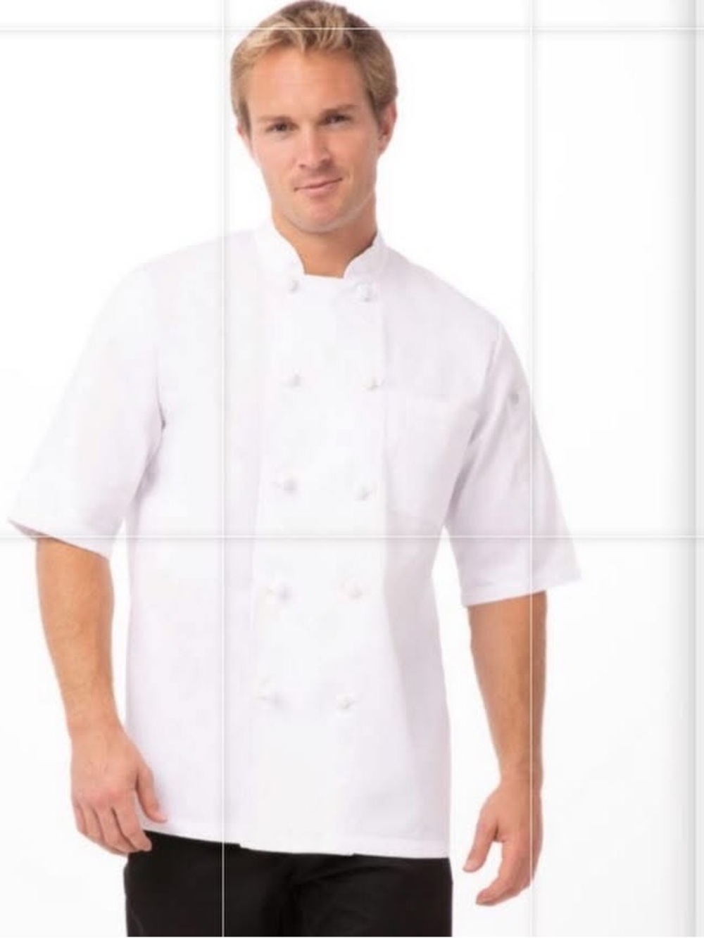 Chef Works Men's Tivoli Chef Coat, White, Size Large new
